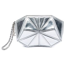 Chanel Silver Metallic Lambskin Midnight Swim Wristlet Clutch Silvery