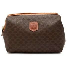 Céline Celine Brown Macadam Coated Canvas Pouch Brown