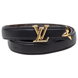 Louis Vuitton Black Leather and Monogram Pretty LV Reversible Belt Other