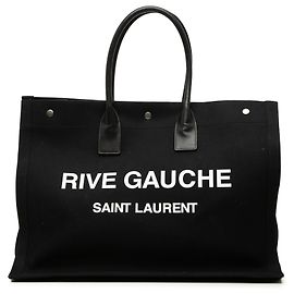 Saint Laurent Black Large Canvas Rive Gauche Tote Schwarz