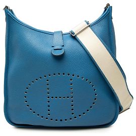 Hermès Blue Clemence Evelyne III 33 Azul