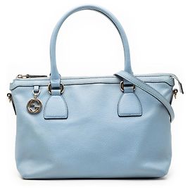 Bolsa Gucci Blue Dollar em couro de bezerro com pingente GG Azul Azul claro