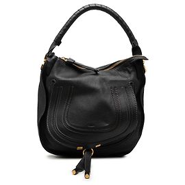 Chloé Sac Hobo Marcie en cuir grainé noir taille Medium Noir
