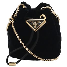 Prada Black Mini Velluto Drawstring Pouch Black