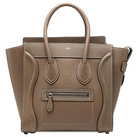 Céline Celine Brown Micro Leather Luggage Tote Brown Taupe