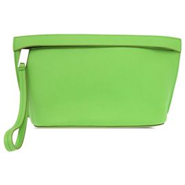 Salvatore Ferragamo Ferragamo Green Leather Wristlet Clutch Green Light green