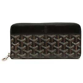 Goyard Black Goyardine Matignon Zip Around Wallet GM Black