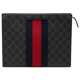 Gucci Black GG Supreme Web Clutch Black