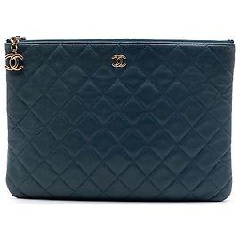 Chanel Blue Medium Quilted Lambskin Cuba La Habana O Case Clutch Blue Dark blue