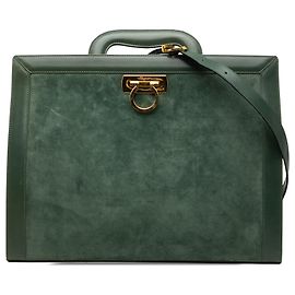 Salvatore Ferragamo Valigetta Gancini in scamosciato e pelle verde Ferragamo Verde Verde scuro