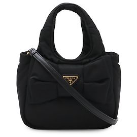 Sac à main Prada Black Mini Padded Re Nylon Bow Satchel Noir
