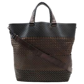 Bottega Veneta Bolsa Tote Conversível Imperatore em Nappa Bicolor Marrom Marrom Castanho escuro