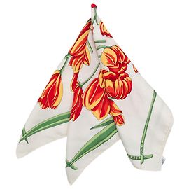 Hermès Seidentuch White Tulipomanie 45 Weiß