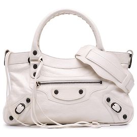 Bolsa Balenciaga White Lambskin Motocross Classic First Branco