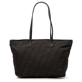 Fendi Black Small Zucca Nylon Roll Tote Black