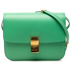 Céline Celine Green Medium Calfskin Classic Box Verde