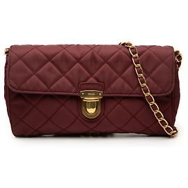 Prada Red Impuntu Tessuto Chain Crossbody Rouge Bordeaux
