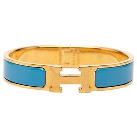 Hermès Blue Narrow Enamel Clic H Bracelet PM Blue