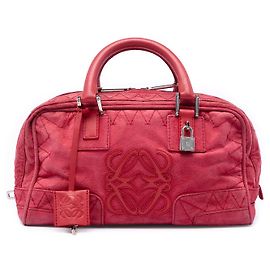 LOEWE Red Stitched Suede Amazona 28 Red