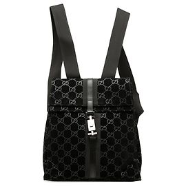 Gucci Black GG Suede Jackie Backpack Black