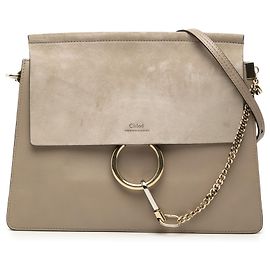 Chloé Gray Medium Leather Faye Shoulder Bag Brown