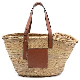 LOEWE Beige Medium Raffia Anagram Basket Tote Beige