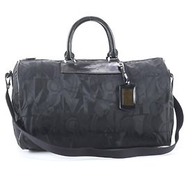 Borsa a mano in pelle nera e nylon Salvatore Ferragamo Nero