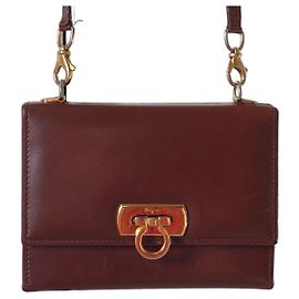Salvatore Ferragamo Gancini Wallet on Chain Brown