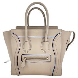 Céline Bolsa Celine Luggage Micro Shopper em Bege Bege