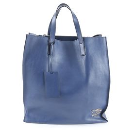 Sac cabas en cuir bleu Prada Bleu