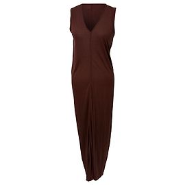 Vestido Maxi com Decote em V Rick Owens Marrom Viscose Marrom