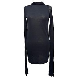 Rick Owens Rollkragenpullover aus schwarzer Wolle Schwarz