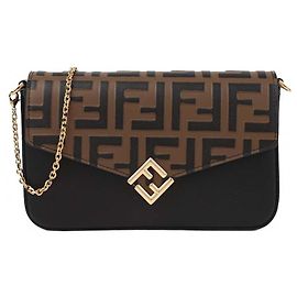 Fendi Diamond Chain Wallet Bag Brown