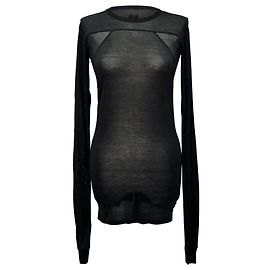 Top a maniche lunghe Rick Owens in cotone nero Nero