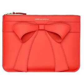 Comme Des Garcons Lederbeutel mit großer Schleife Rot