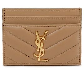 Saint Laurent Cassandra Kartenetui aus Lammleder Karamell Braun