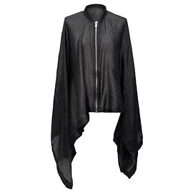 Poncho con zip Rick Owens in seta nera Nero