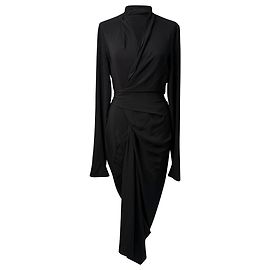 Abito midi Cocoon Rick Owens in acetato nero Nero