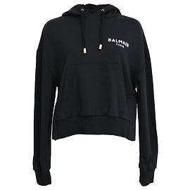 Sweat à capuche Balmain Logo en coton noir Noir