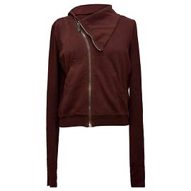 Sweatshirt com fecho de correr assimétrico Rick Owens em algodão bordeaux Vermelho Bordeaux