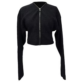 Rick Owens Batwing Klaus Zip Cardigan aus schwarzer Alpakawolle Schwarz