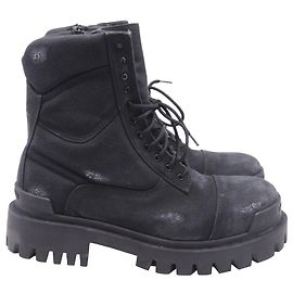 Bottines Combat Strike en toile noire Balenciaga Noir