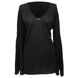 Rick Owens V-Ausschnitt Pullover aus schwarzer Wolle Schwarz