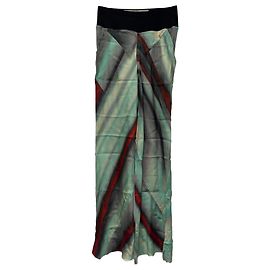 Calças de perna reta estampadas Rick Owens em viscose multicolorida Multicor