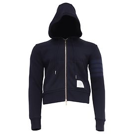 Felpa con zip 4-Bar in cotone blu navy Thom Browne Blu Blu navy