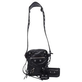 Balenciaga Le Cagole Messenger Bag in Black Leather  Black