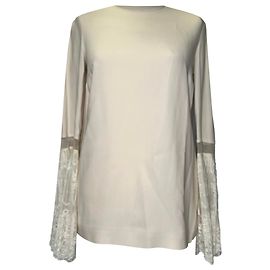 Stella Mc Cartney Camicetta Stella McCartney con maniche a campana in cotone ecru Bianco Crudo