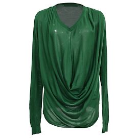 Balenciaga Bluse mit Wasserfallkragen aus grüner Viskose Grün