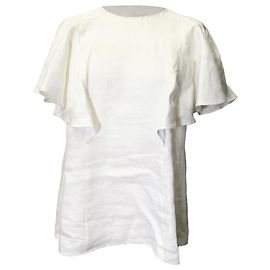 Camicetta con volant Chloé in lino bianco Bianco