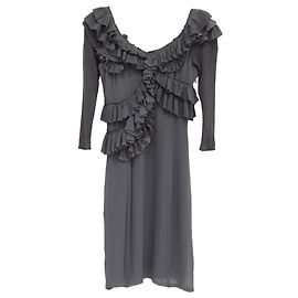 Mini abito con volant Burberry in seta grigia Grigio